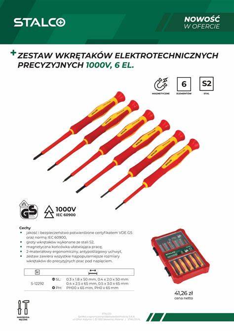 Wkrętaki elektrotechniczne 6 elem. STAL S2 1000V /STALCO/ S-12292